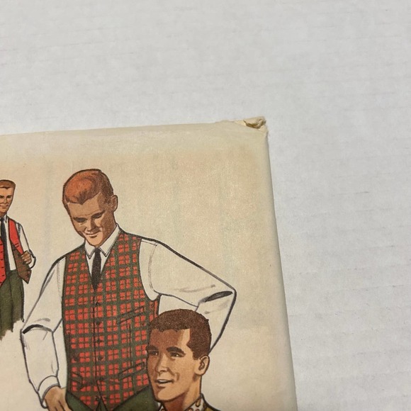 Simplicity Vintage 1960's Pattern #4160 Men's Shirt Vest Size 40 Neck 15.5" - Picture 3 of 6